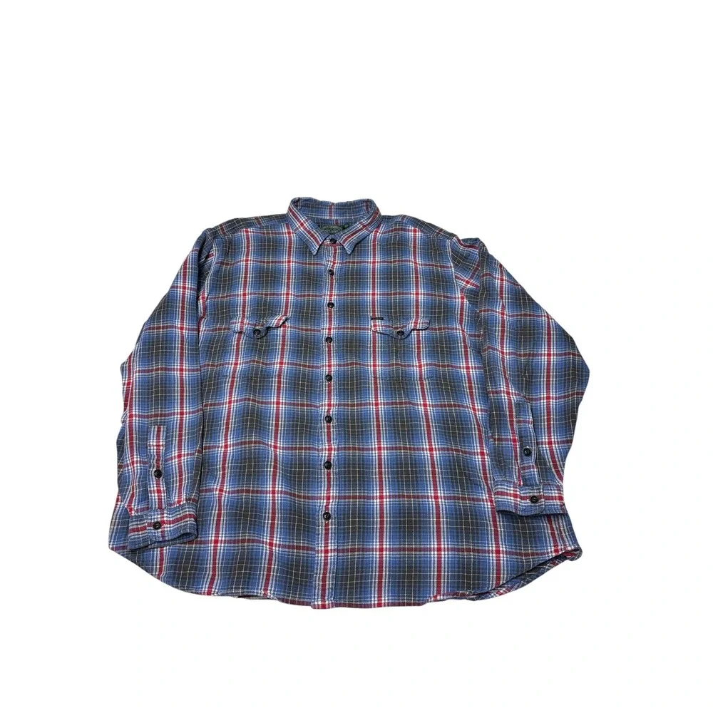 Polo Country Ralph Lauren Mens 3XB Blue Plaid Flannel Button-Up Pockets Shirt
